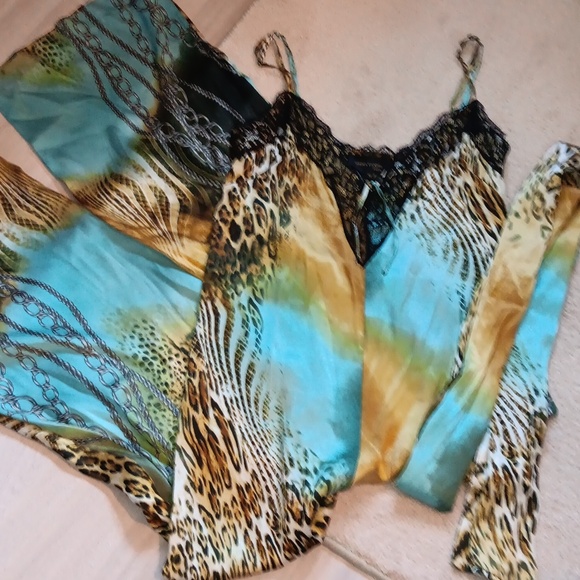 Orna Farho Paris silk animal print jumpsuit w/tie - Picture 7 of 7